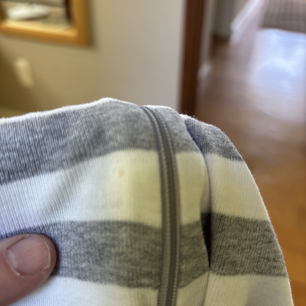 Hanna Andersson Gray Striped One Piece Organic Cotton Bodysuit 9-18 m See Pics - Picture 7 of 7
